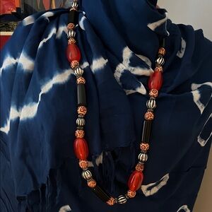 Handcrafted Red and Black Beaded Statement Necklace